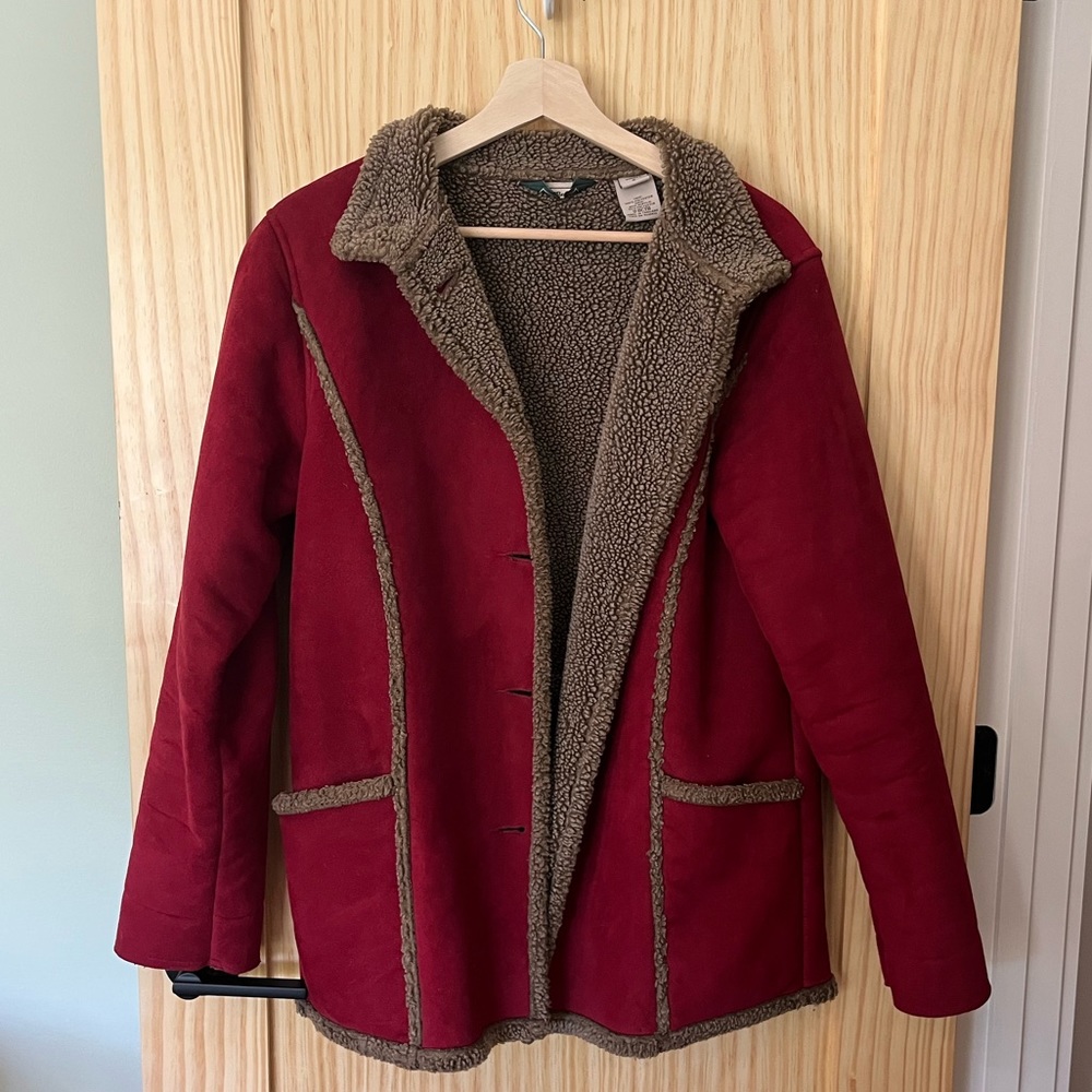 L.L. bean red suede winter coat